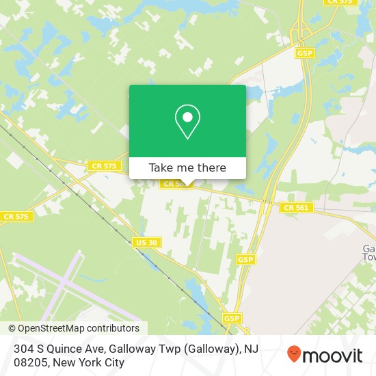 Mapa de 304 S Quince Ave, Galloway Twp (Galloway), NJ 08205