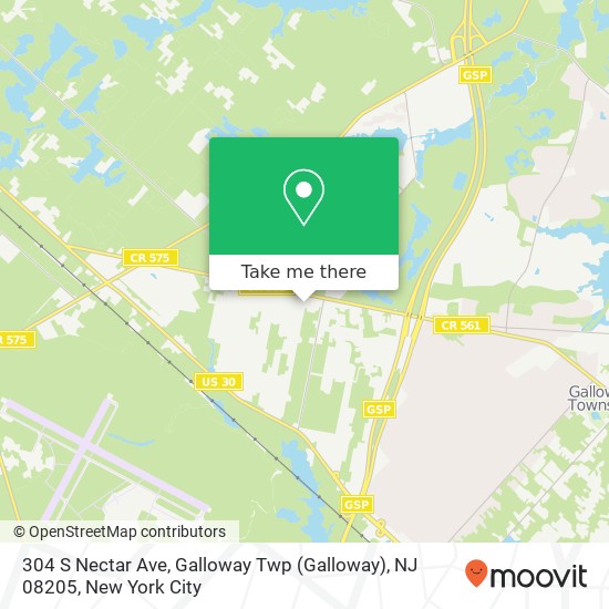 Mapa de 304 S Nectar Ave, Galloway Twp (Galloway), NJ 08205