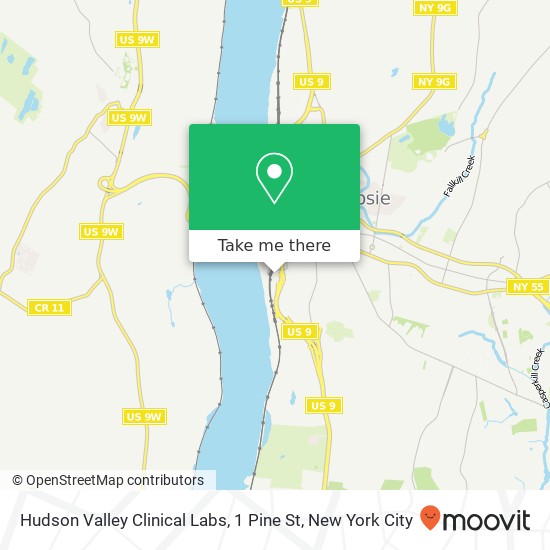 Mapa de Hudson Valley Clinical Labs, 1 Pine St