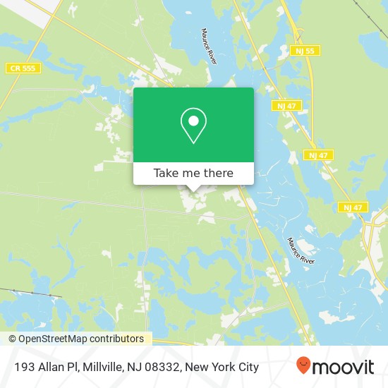 Mapa de 193 Allan Pl, Millville, NJ 08332