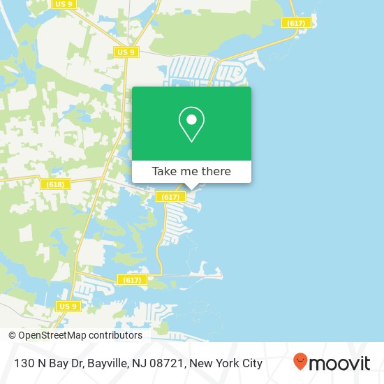 Mapa de 130 N Bay Dr, Bayville, NJ 08721