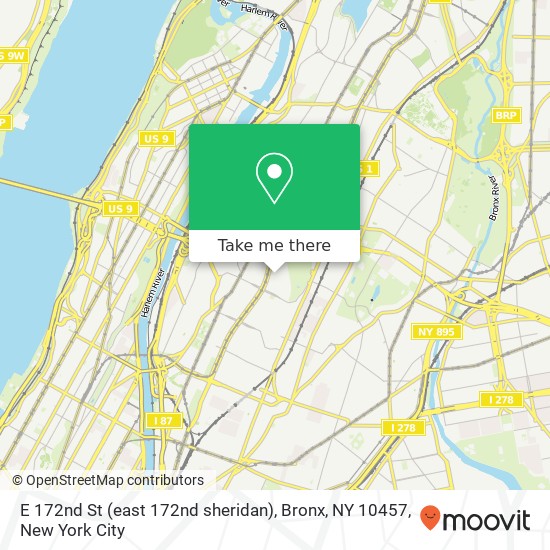Mapa de E 172nd St (east 172nd sheridan), Bronx, NY 10457