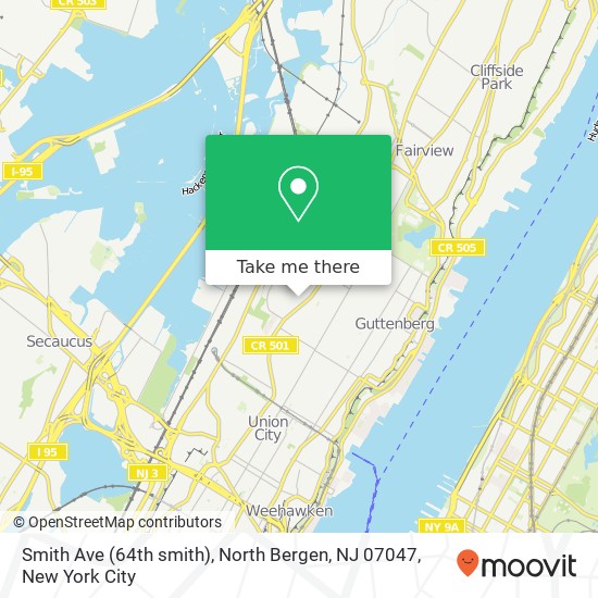 Mapa de Smith Ave (64th smith), North Bergen, NJ 07047