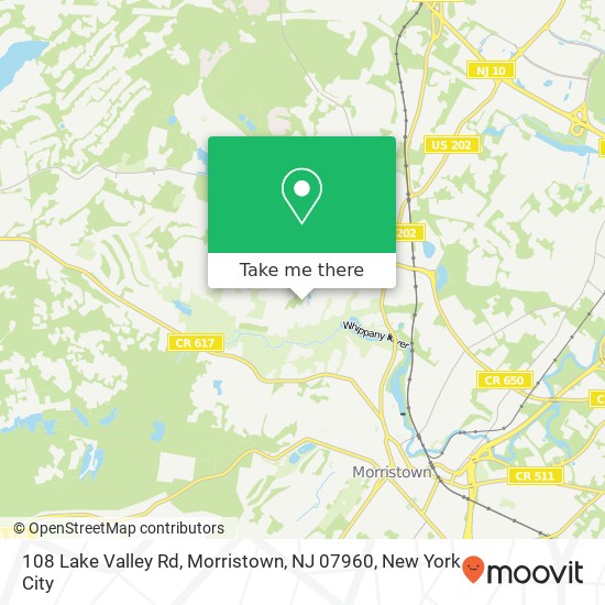 Mapa de 108 Lake Valley Rd, Morristown, NJ 07960