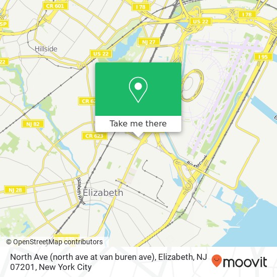 North Ave (north ave at van buren ave), Elizabeth, NJ 07201 map