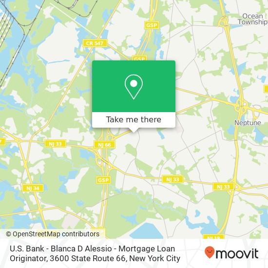 U.S. Bank - Blanca D Alessio - Mortgage Loan Originator, 3600 State Route 66 map