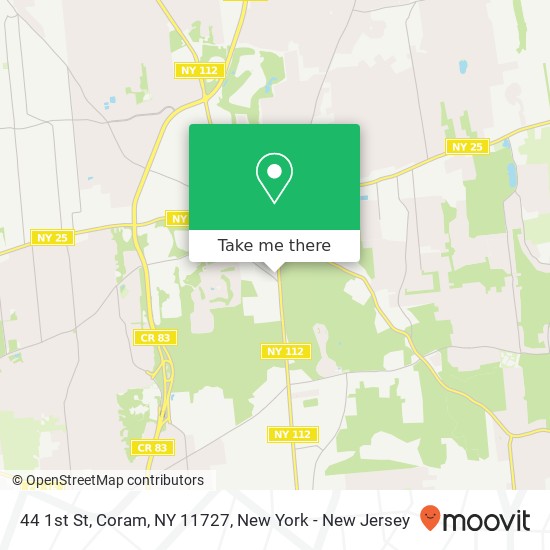 Mapa de 44 1st St, Coram, NY 11727