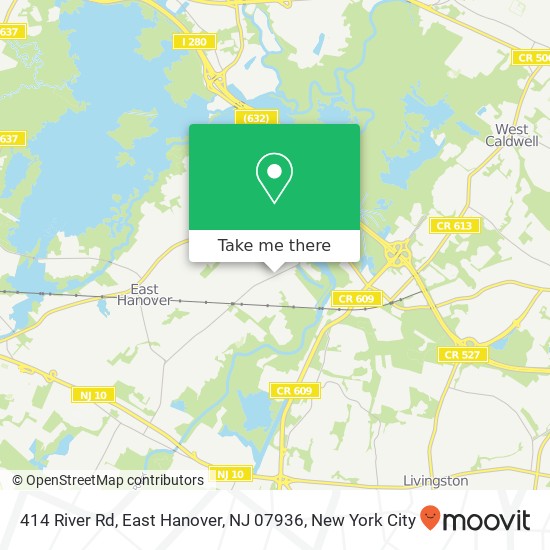 Mapa de 414 River Rd, East Hanover, NJ 07936