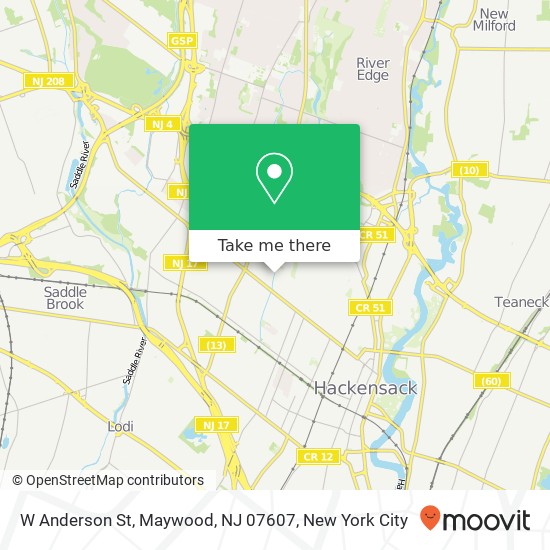 Mapa de W Anderson St, Maywood, NJ 07607