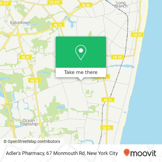 Mapa de Adler's Pharmacy, 67 Monmouth Rd