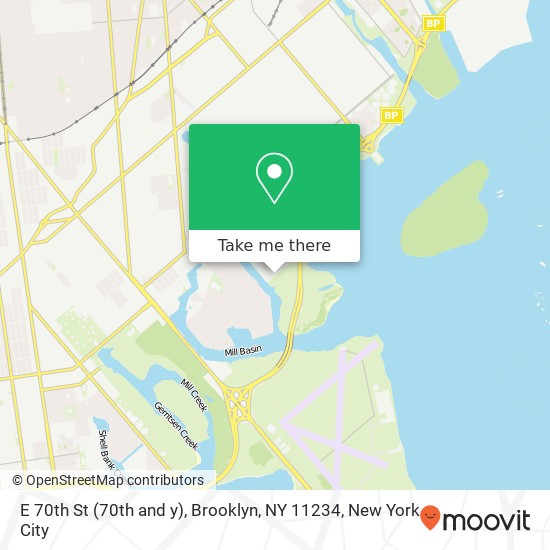 Mapa de E 70th St (70th and y), Brooklyn, NY 11234