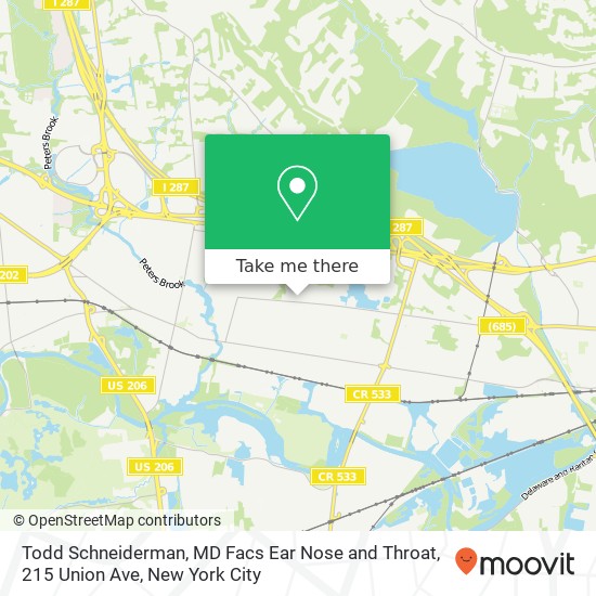Mapa de Todd Schneiderman, MD Facs Ear Nose and Throat, 215 Union Ave