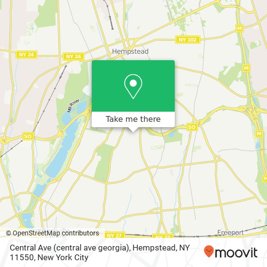 Mapa de Central Ave (central ave georgia), Hempstead, NY 11550