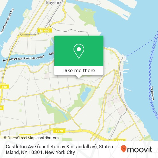 Mapa de Castleton Ave (castleton av & n randall av), Staten Island, NY 10301