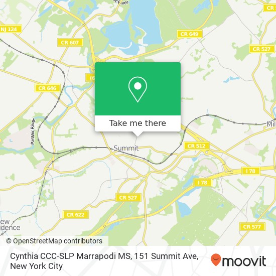 Mapa de Cynthia CCC-SLP Marrapodi MS, 151 Summit Ave