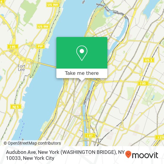 Audubon Ave, New York (WASHINGTON BRIDGE), NY 10033 map