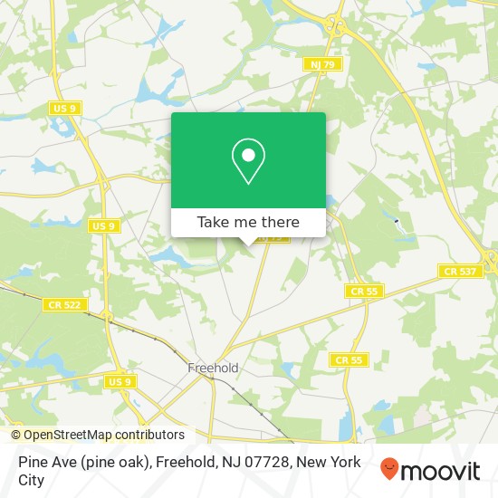 Mapa de Pine Ave (pine oak), Freehold, NJ 07728