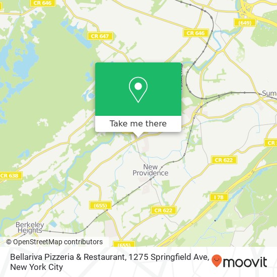 Bellariva Pizzeria & Restaurant, 1275 Springfield Ave map