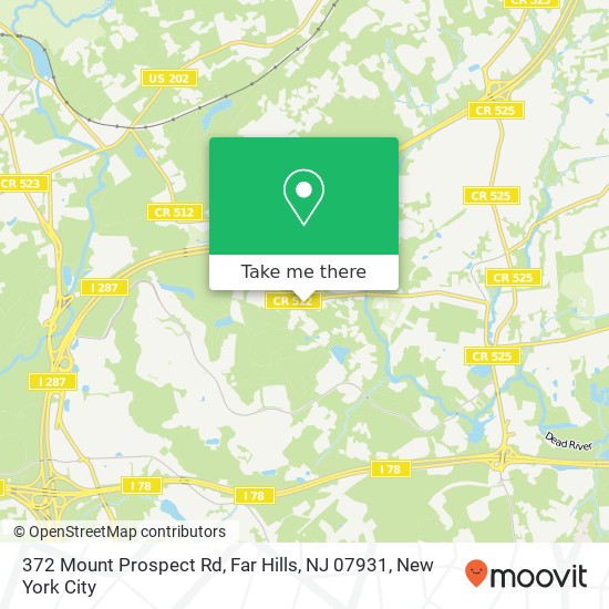 Mapa de 372 Mount Prospect Rd, Far Hills, NJ 07931