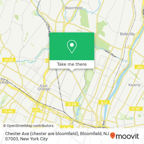 Chester Ave (chester ave bloomfield), Bloomfield, NJ 07003 map
