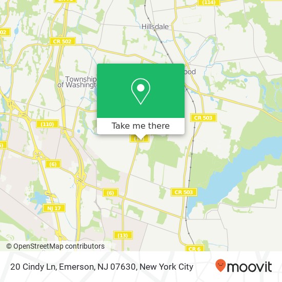 Mapa de 20 Cindy Ln, Emerson, NJ 07630