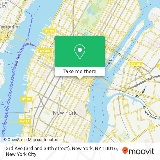 Mapa de 3rd Ave (3rd and 34th street), New York, NY 10016