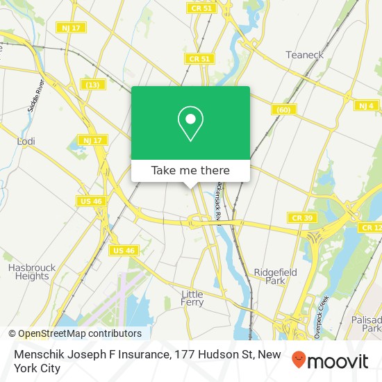 Mapa de Menschik Joseph F Insurance, 177 Hudson St