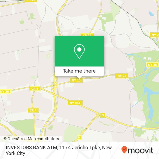 Mapa de INVESTORS BANK ATM, 1174 Jericho Tpke