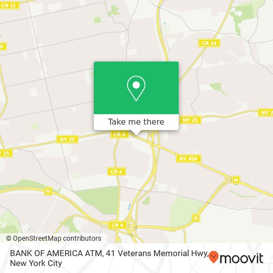 Mapa de BANK OF AMERICA ATM, 41 Veterans Memorial Hwy