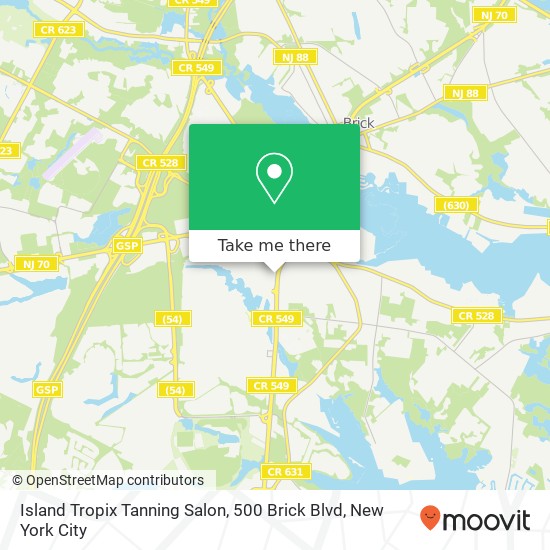 Mapa de Island Tropix Tanning Salon, 500 Brick Blvd