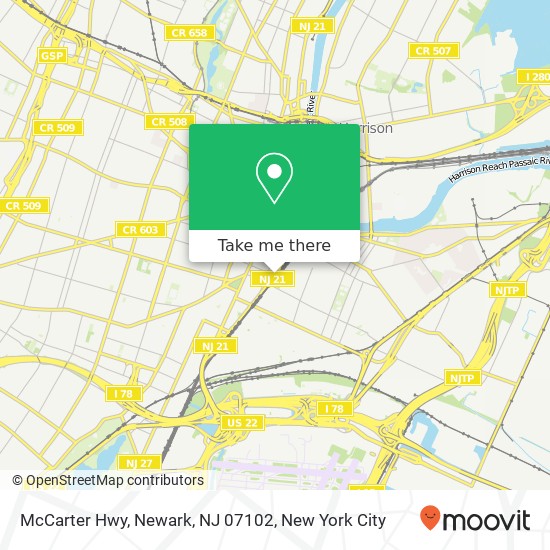 Mapa de McCarter Hwy, Newark, NJ 07102