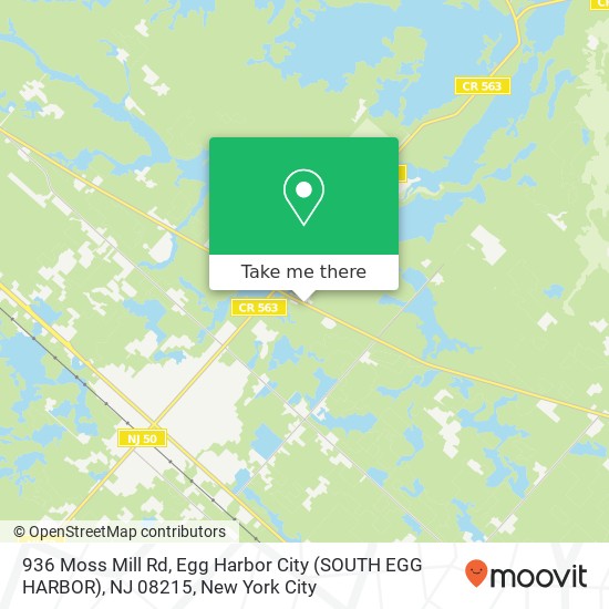 Mapa de 936 Moss Mill Rd, Egg Harbor City (SOUTH EGG HARBOR), NJ 08215