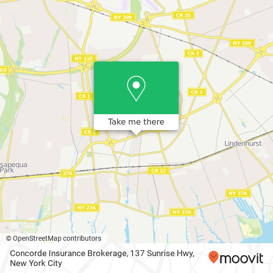 Mapa de Concorde Insurance Brokerage, 137 Sunrise Hwy