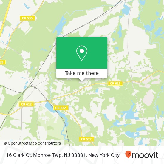 16 Clark Ct, Monroe Twp, NJ 08831 map