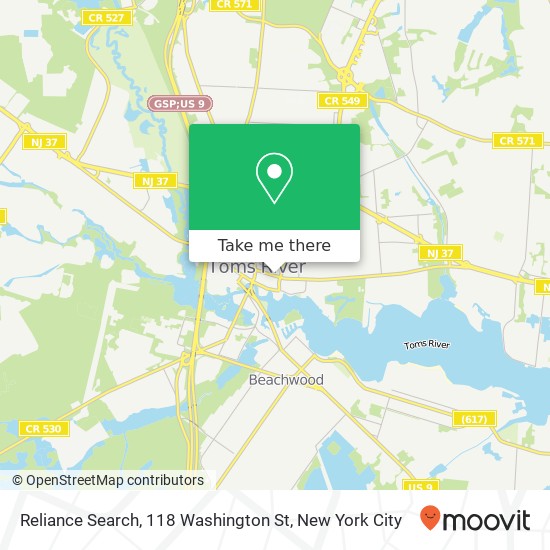 Reliance Search, 118 Washington St map