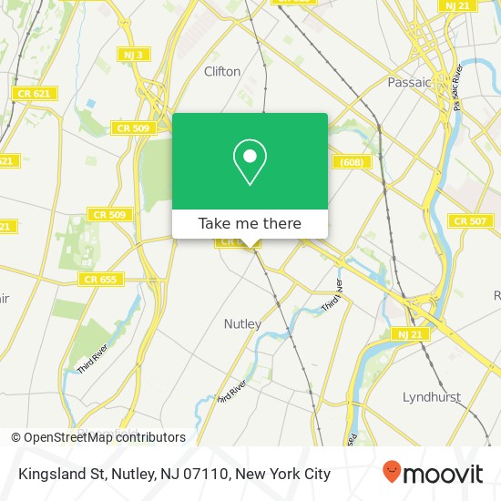 Mapa de Kingsland St, Nutley, NJ 07110