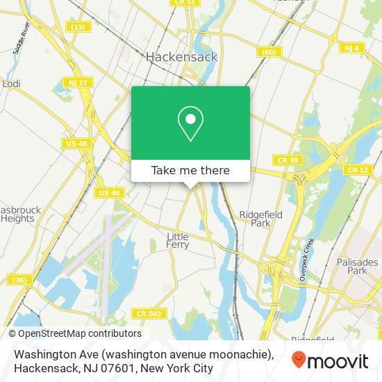 Washington Ave (washington avenue moonachie), Hackensack, NJ 07601 map