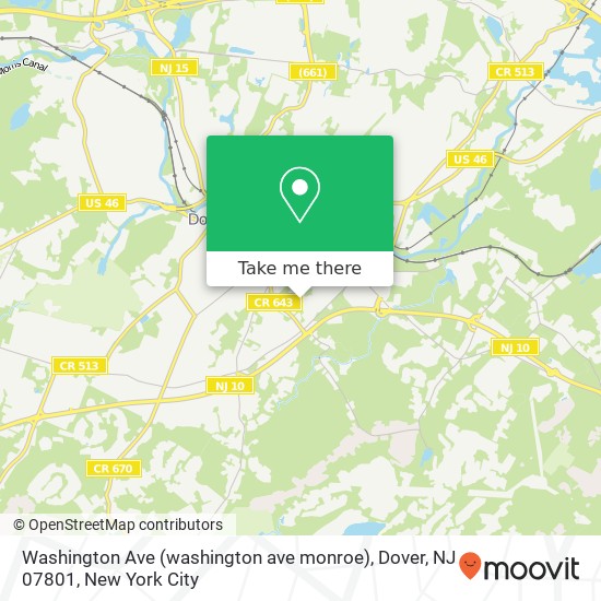 Mapa de Washington Ave (washington ave monroe), Dover, NJ 07801