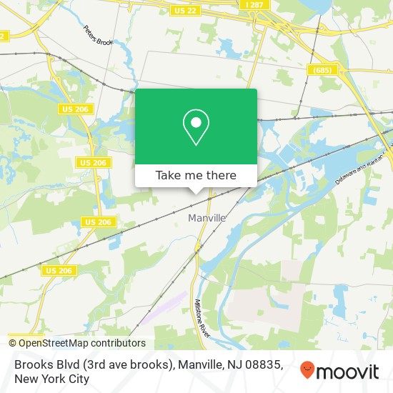 Mapa de Brooks Blvd (3rd ave brooks), Manville, NJ 08835