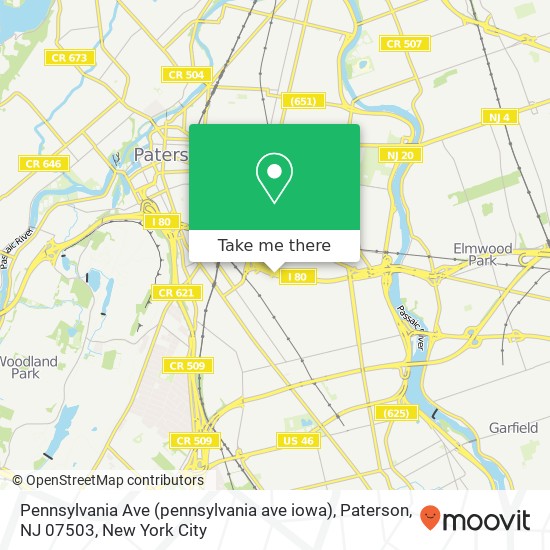 Mapa de Pennsylvania Ave (pennsylvania ave iowa), Paterson, NJ 07503