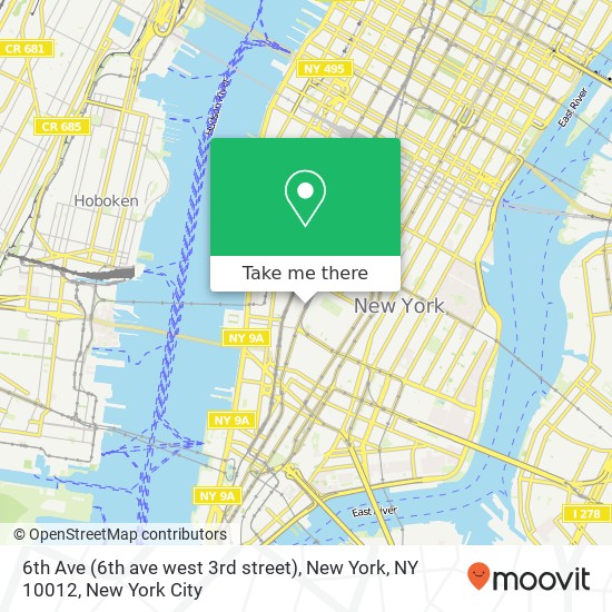 Mapa de 6th Ave (6th ave west 3rd street), New York, NY 10012
