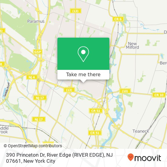Mapa de 390 Princeton Dr, River Edge (RIVER EDGE), NJ 07661