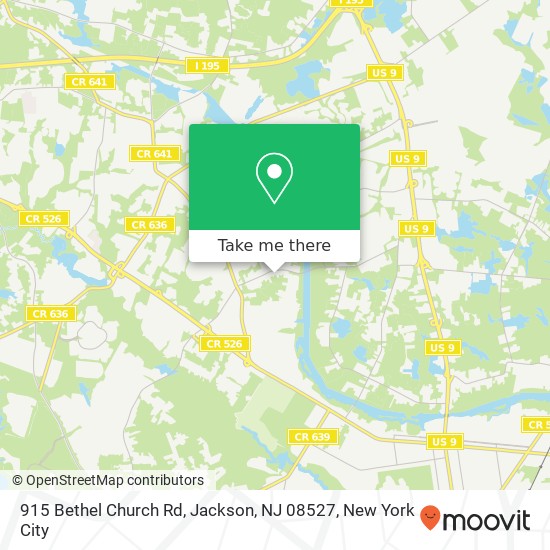 Mapa de 915 Bethel Church Rd, Jackson, NJ 08527