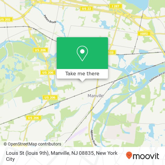 Mapa de Louis St (louis 9th), Manville, NJ 08835