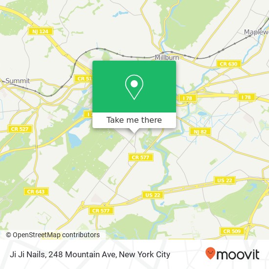 Mapa de Ji Ji Nails, 248 Mountain Ave