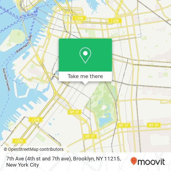Mapa de 7th Ave (4th st and 7th ave), Brooklyn, NY 11215