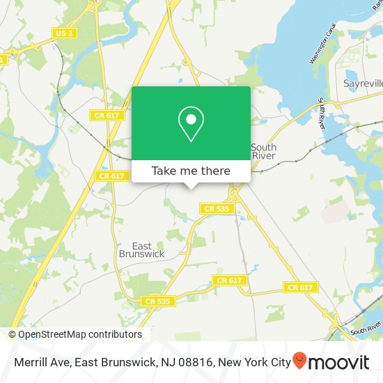Mapa de Merrill Ave, East Brunswick, NJ 08816