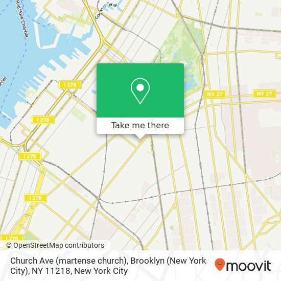 Mapa de Church Ave (martense church), Brooklyn (New York City), NY 11218