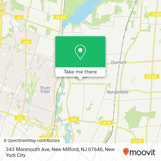 Mapa de 343 Monmouth Ave, New Milford, NJ 07646