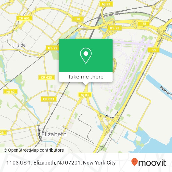 Mapa de 1103 US-1, Elizabeth, NJ 07201